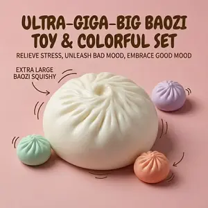 Glitter Big Dumpling Squishy Toy  Soft TPR Stress Relief Fidget Toy Random Style Collectible Doll Ideal for Graduation Student Gift Exchange Rainbow glitter dumpling stress  Ball