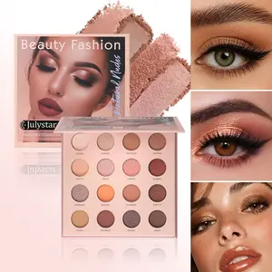16-Color Earth Tone Eyeshadow Palette with Mirror, Warm Nude Matte Shimmer, Highly Pigmented, Travel-Friendly, Gift for Beginners