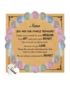 1PC Valentine's Romantic Gift for NaNa: Sweet Heart Charm Bracelets, perfect Birthday Wishes Gift/Christmas Gifts/Mother's Day Thank You Gift with Thank You Card - Dainty Everyday Bracelets for NaNa