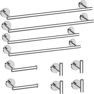 10 count Polished Chrome Bathroom Hardware Set - Includes 24 inch Towel Bar, Robe Hook, Toilet Paper Holder, Stainless Steel Bathroom Accessories Set for Bathroom Wall Mounted