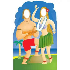 Advanced Graphics 546 Life-Size Hawaiian Couple Cardboard Stand-In, Decorative Cardboard Cutout for Home Decor & Home Supplies