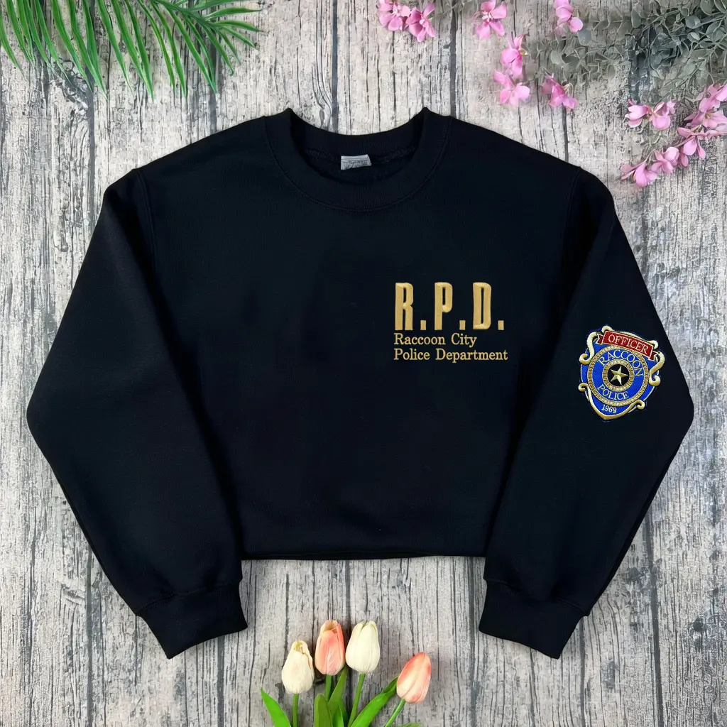 Resident Evil Inspired Embroidered Sweatshirt, R.P.D Sweatshirt, Raccoon City Police Department Shirt, Gamer Gift
