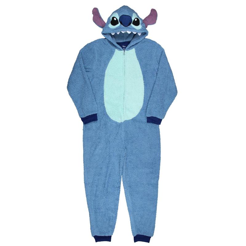Disney Lilo And Stitch Adult Unisex Stitch Costume Sherpa Fleece One Piece Pajama Union Suit