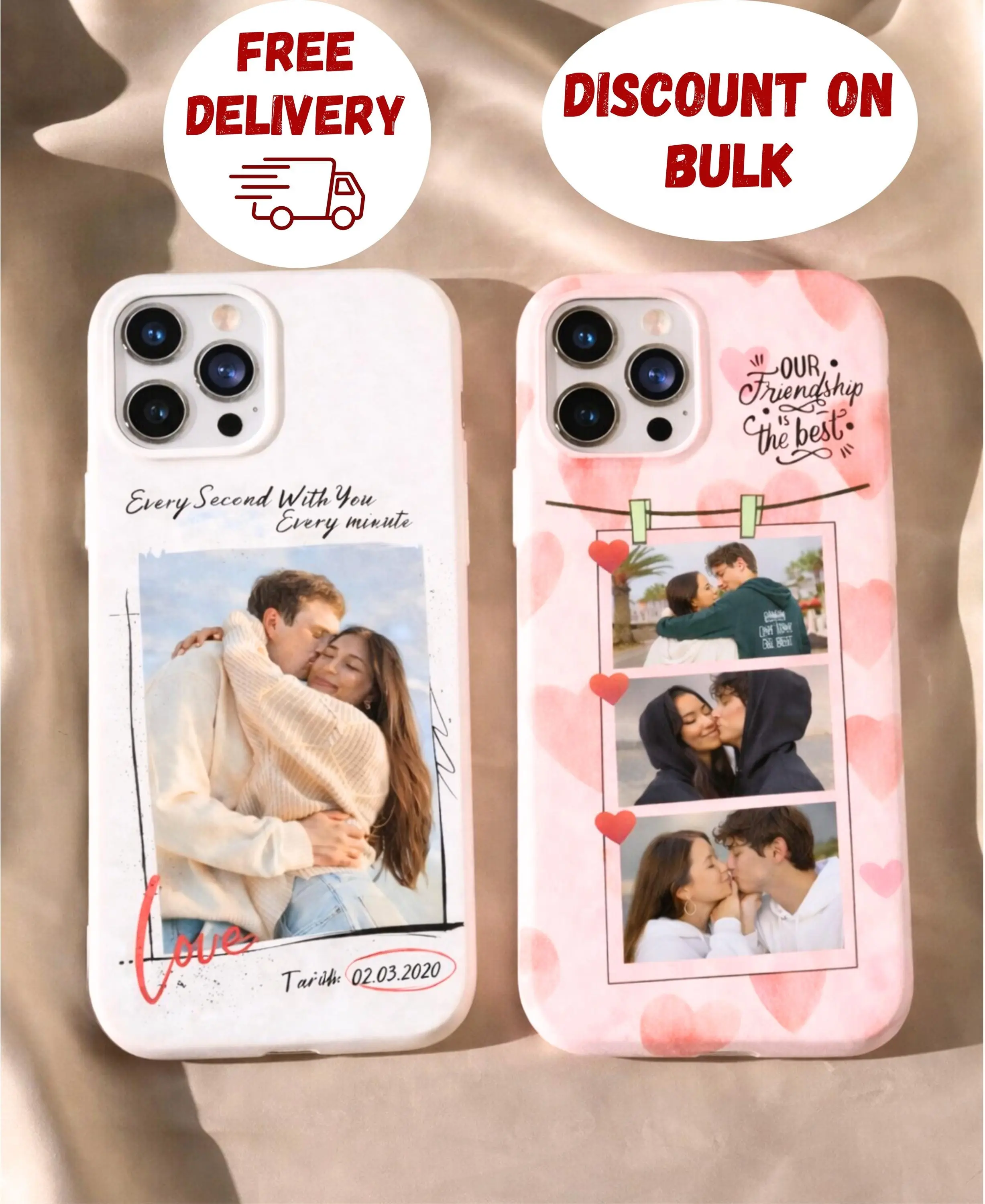 Personalized Photo Phone Case | Custom Picture Iphone Case | Couple Collage Phone Case | Tough Case | Anniversary Gift