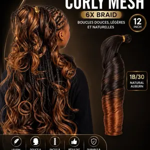2b-30 Curly French Braid Mesh Hair Extension