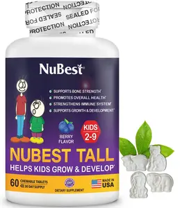 NuBest Tall Kids Growth & Bone Strength Formula Berry Chewables for Ages 2-9 Years 60 Daily Nutrient Supplement Supports Healthy Development