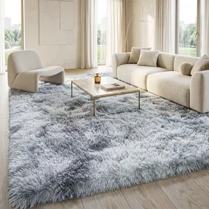 Colla Soft Fluffy Area Rug For Living Room Bedroom, Tie Dye Grey Plush Shag Non-Slip Rugs, Fuzzy Shaggy Accent Carpets For BedRooms, Modern Apartment Dorm Indoor Furry Decor