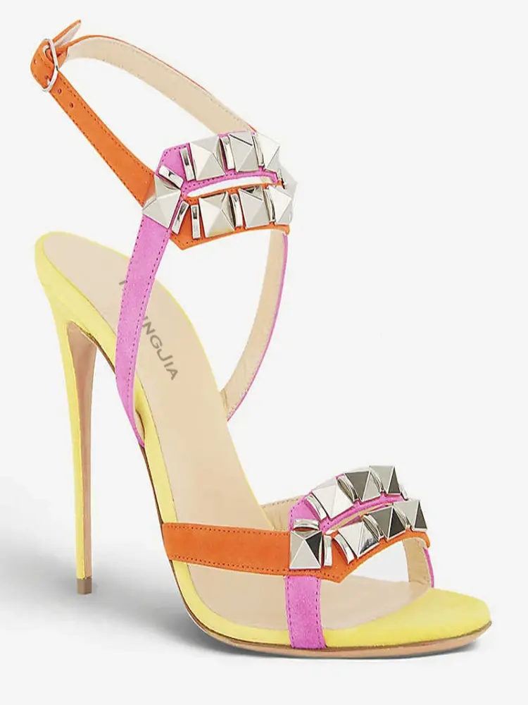 Nouja Multi Color Rivets Sandals with Buckle Detail, Adjustable Strap, and Stylish Design for Summer Walking Shoes