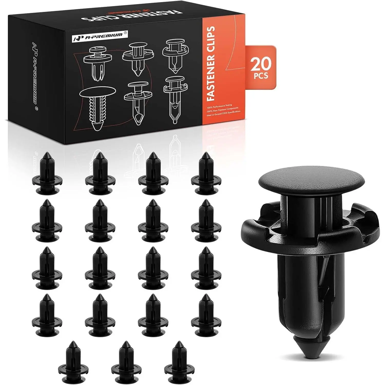 A-Premium 20 PCS Fender & Bumper Retainer Clips Push-Type Compatible with Honda CR-V, Civic, Accord, Pilot, Odyssey, Fit, Ridgeline, Insight & Mitsubishi Outlander, Lancer, Eclipse - for 9mm Hole