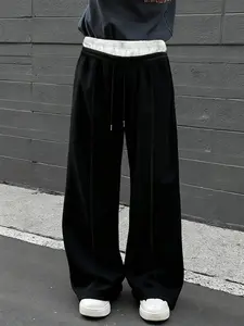 Couple Plain Color Sweatpants, Casual Fitted Style, Soft Breathable Fabric, Multi-Scene Wear, All Seasons Comfort, Casual Comfy Trouser