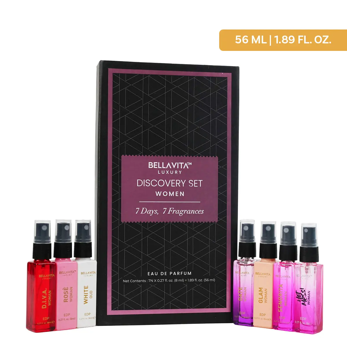 Bellavita Luxury Discovery Perfume Gift Set for Women | 7 Mini Perfume Gift Sets for Women | Travel Size Women’s Fragrances | Perfume Sets for Women Gift | Women’s Day Special