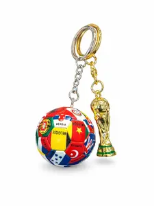 2026 USA-Canada-Mexico World Cup Keychain Set: World Cup Trophy & Official Match Ball Design, Premium Sports Fan Accessories