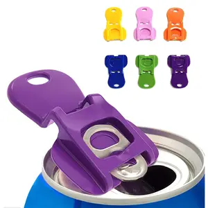 6 Pack Can Opener and Cover Set - Plastic Reusable Soda Beer Tab Lifters with Snap-On Drink Protectors |   Colorful Spill-Proof Can Lids