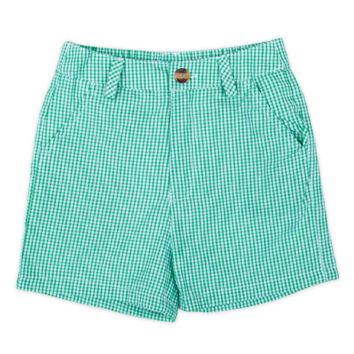Classic Whimsy Boys' Green Gingham Standard Shorts - Belt Loops, Comfortable Fit, Versatile Style, Ideal for Everyday Wear, Church Outfit