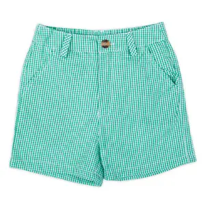 Boys Green Gingham Standard Shorts - Comfortable Fit, Versatile Style, Ideal for Everyday Wear
