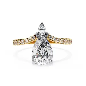 1.50 Carat Pear Cut Diamond Solitaire Accent Ring