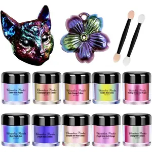 10 Colors Chameleon Mica Powder Color Shift Pigment Powder for Epoxy Resin Painting Soap Making Bath Bombs Candle Making Slime(0.1oz/jar)