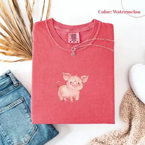 Comfort Colors Pig T-Shirt, Retro Pig Shirt, Animal Lover Tee, Agricultural Show Day Outfit, Gift for 4H & FFA Moms