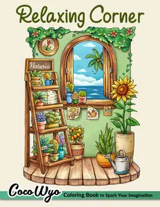 Relaxing Corner: Adult Coloring Book with Calm, Cozy, and Peaceful Spaces for Relaxation and Stress Relief, Paperback