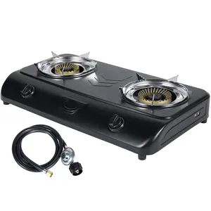Bestfire 9,000/12,000 BTU Portable Dual-Burner Stove | Auto Ignition Propane Camping Cooker with Rust-Resistant Steel Build & Ultra-Compact Footprint (28.74"×14.76"×5.51")—Perfect for RV, Tailgating & Outdoor BBQ.