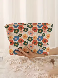Floral Pattern Makeup Bag, Casual Fashion Multi-functional Storage Bag, Travel Makeup Bag, Suitable for Women and All Kinds of Occasions, Bohemian Casual Purse