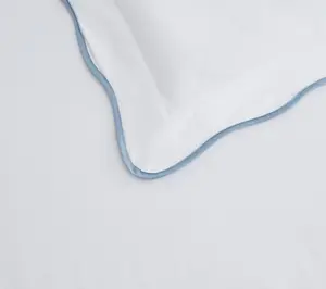 Martha Stewart Simple Scallop Blue Cotton Twin Duvet Set