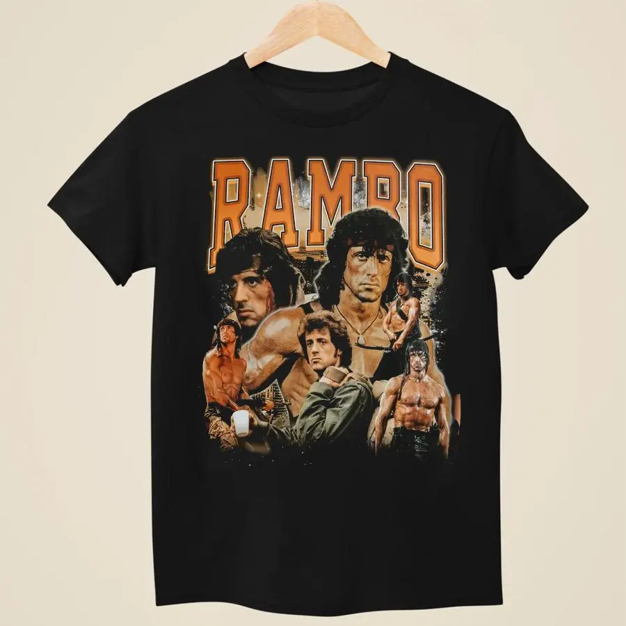16Rambo Vintage Graphic T Shirt First Blood Retro Rap Tee Action Movie Streetwear S-5XL HGA03806