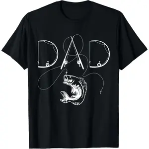100% Cotton Fisherman Dad Fishing Enthusiast Fish Lover Daddy Father T-Shirt Fabric Menswear