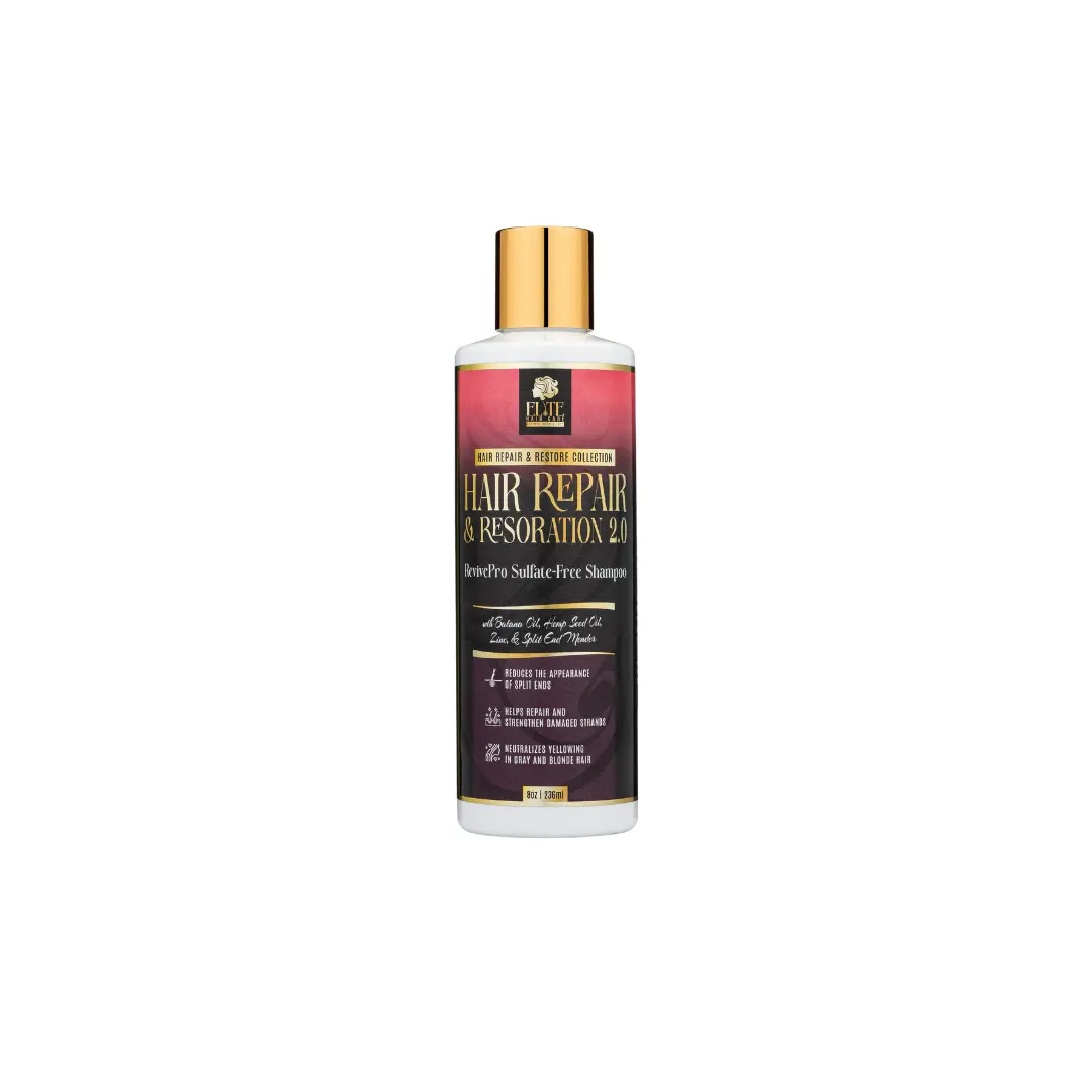 Hair Repair & Restoration 2.0 Revive Pro Sulfate-Free Shampoo With Batana Oil, Hemp Seed Oil, Zinc, and Split End Mender