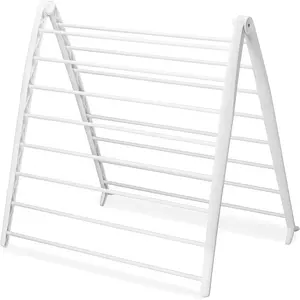 Folding Drying Rack for Clothes – Space-Saving Freestanding Indoor Clothes Dryer, Compact Laundry Rack, 6" x 26" x 51.5", White