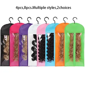 4Pcs /8Pcs Wig Storage Bag With Hook Wig Storage Hanger Zipper Transparent Dustproof Wig Storage Bag, Hair Extension Holder Wig Bag Wig Storage For Multiple Wigs Holder Hair Extension Hanger Wig Tool Wigs Accessories For Salon & Home Use Dustproof Cover