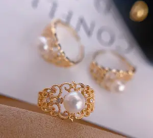 SR Pearl Co. Royal Lace Freshwater Pearl 14K Gold filled Ring One Size Fits ALL Women Everyday Elegent Style Eye-catching Women Gift