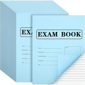 100 Pack 8.5" x 11" Exam Blue Books, 8 Sheets 16 Pages Wide Ruled Saddle Stitched Examination Notebooks for School Test Business Office