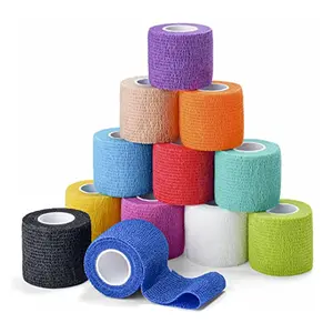 Tattoo Machine Tape, 12 count Self-Adhesive Bandage 2" x 5 Yards Grip Wrap Cover Breathable Cohesive Elastic Bandage Rolls for Machine Tube Accessories, Sports Tape