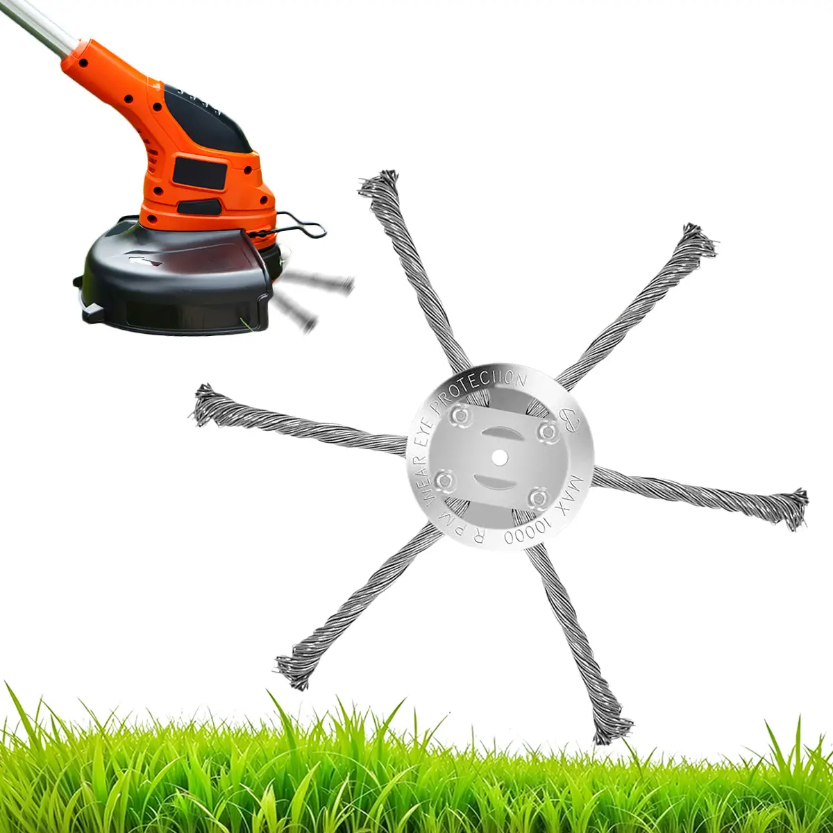 Steel Wire Grass Trimmer Head, String Trimmer Replacement Head, Wire Weed Trimmer Head Weed Remover Tool, 6Inch Wired Trimmer Blade for Lawn Mower Tr