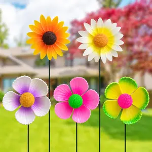 Decorative Garden Stake Pinwheels, Outdoor Wind Spinner Decor for Home Improvement & Sculpture Accent