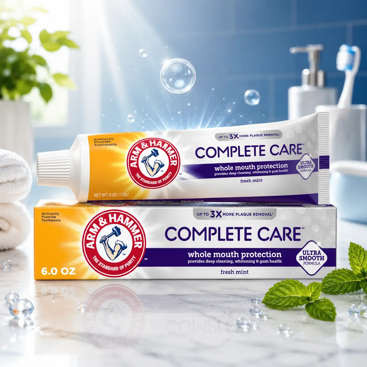 Complete Care Toothpaste, Teeth Whitening Toothpaste, Fluoride, Whole Mouth Protection, Fresh Mint Flavor, 6.0 oz (Pack of 1)