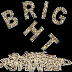 37 count Rhinestone Letter Stickers Large Glitter Alphabet  Number Self Adhesive Bling Stickers Iron on Letters for Art Crafts Clothing DIY Decors(, White,2.56 Inch)