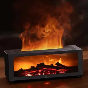 Essential oil diffuser, 7-color fireplace flame design, 150ml ultrasonic aroma humidifier, with remote control and timer, suitable for home, bedroom, office, yoga (black)