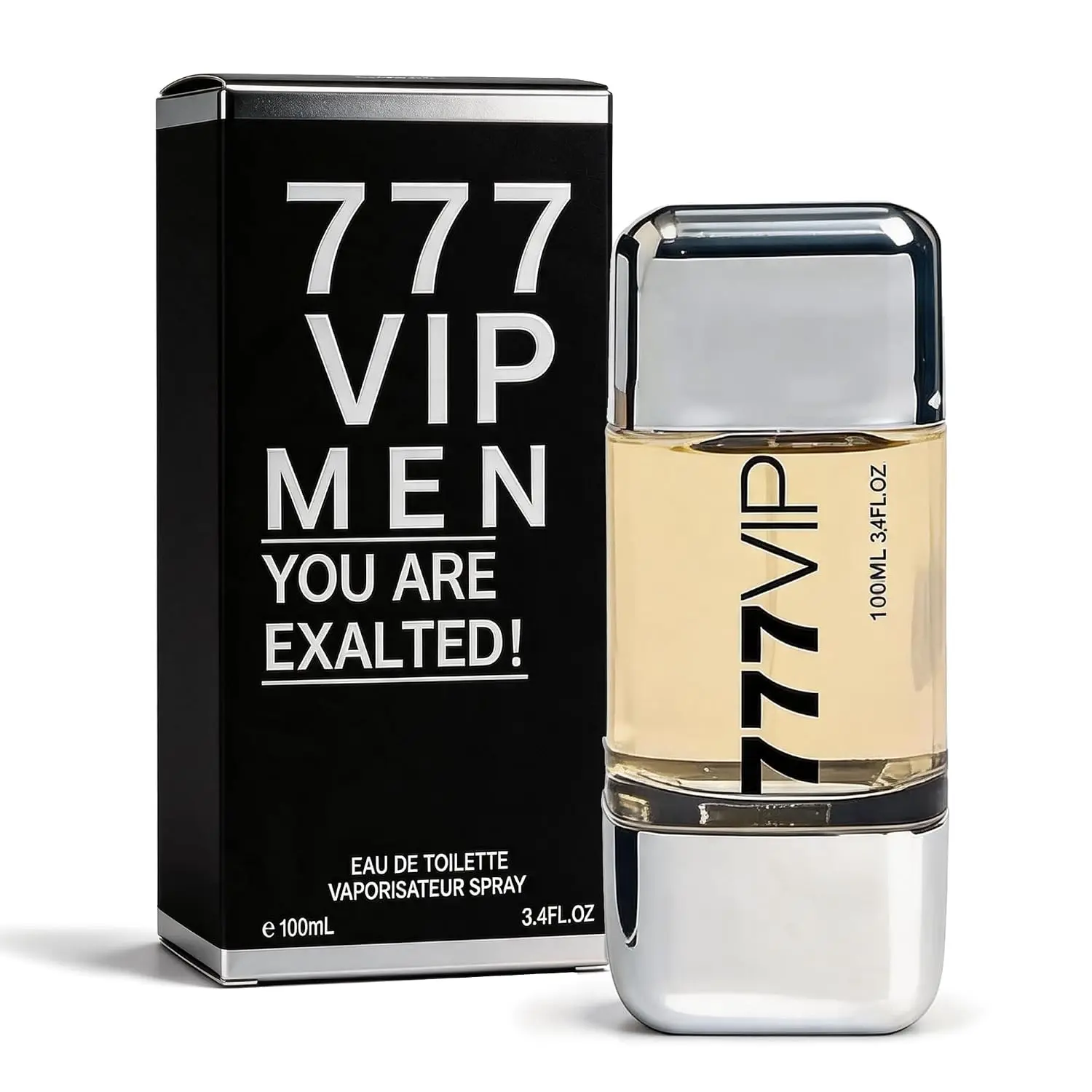 777 VIP Man For Men Eau de Toilette 3.4 Fl Oz 100ml | Oriental Woody Fragrance Passionfruit Lime Black Pepper Ginger Mint Leather Amber Cologne | Daily Use Perfume Spray Gift