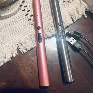 2-Pack Electronic Plasma USB Rechargeable Windproof Candle Lighter, Portable LED Display Home Supplies for Camping, Holiday Use, Silver & Rose Gold Mini Useful Gifts for Mom