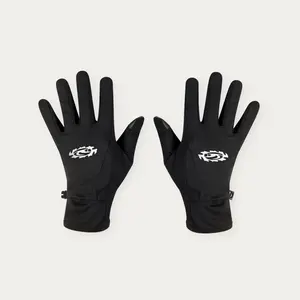 Running Gloves - Black with Logo Design for Enhanced Grip and Comfort