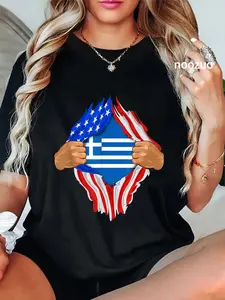 100% Cotton Unisex Greek Blood Inside Me T-Shirt Greece Flag Gift T-Shirt Casual Top