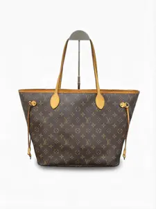 Pre-owned Louis Vuitton Coated canvas with Vachetta leather trim Tote Bags Neverfull Brown monogram with natural leather trim Very Good S013260228007