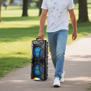 Portable Wireless Bluetooth Speaker with Subwoofer Professional Karaoke Speaker with TF Card, USB, AUX, and FM Multi-Function Ports Ideal Companion for PA Systems/Outdoor/Home/Parties Perfect for Outdoor Sports, Disco, KTV, Square Dancing Holiday Gift RGB