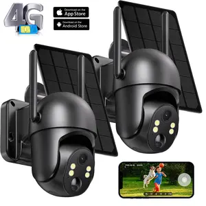 Solar-Powered 4G LTE Security Camera Outdoor Wireless 2K Color Night Vision 360° Panoramic View PIR Motion Detection 2-Way Talk Built-in SIM Card