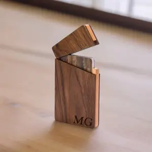 Personalized BUSINESS CARD HOLDER Case Custom Engraved Wood Corporate Gifts for Him Dad Boyfriend Men Boss Her Women Mom Office Birthday