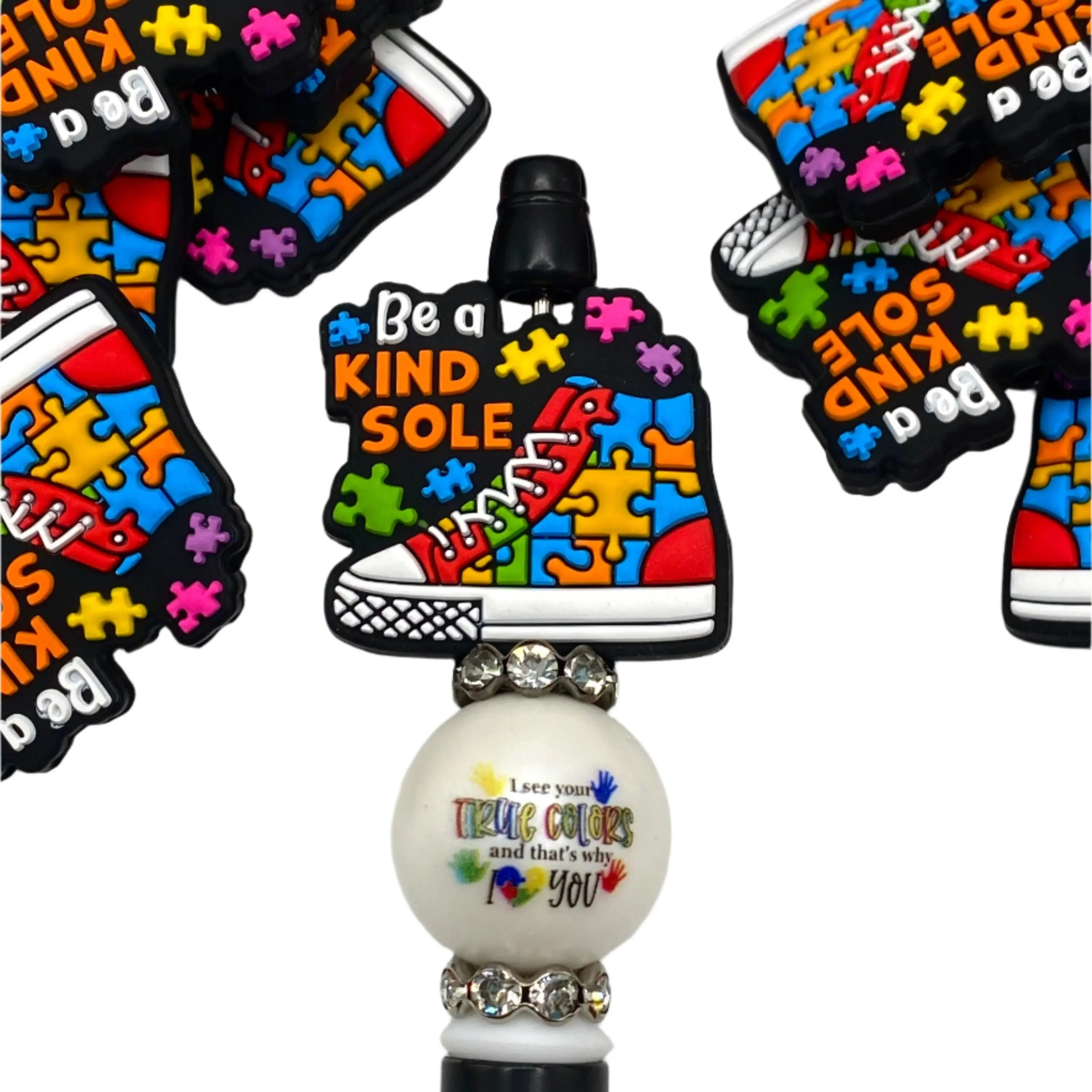 1pc Be A Kind Sole Awareness Silicone Focal Beads - Autism Awareness Crafting & Beading Custom Charms Charm Chains