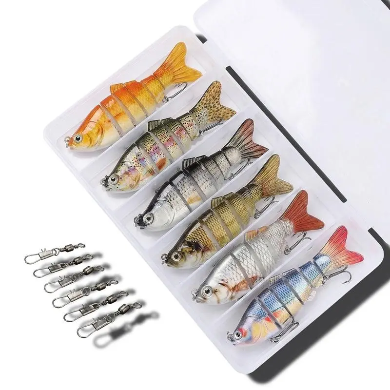 Lifelike Swimbait Crankbait Fishing Lures 6 Pack Lot Tackle Box Multi Jointed