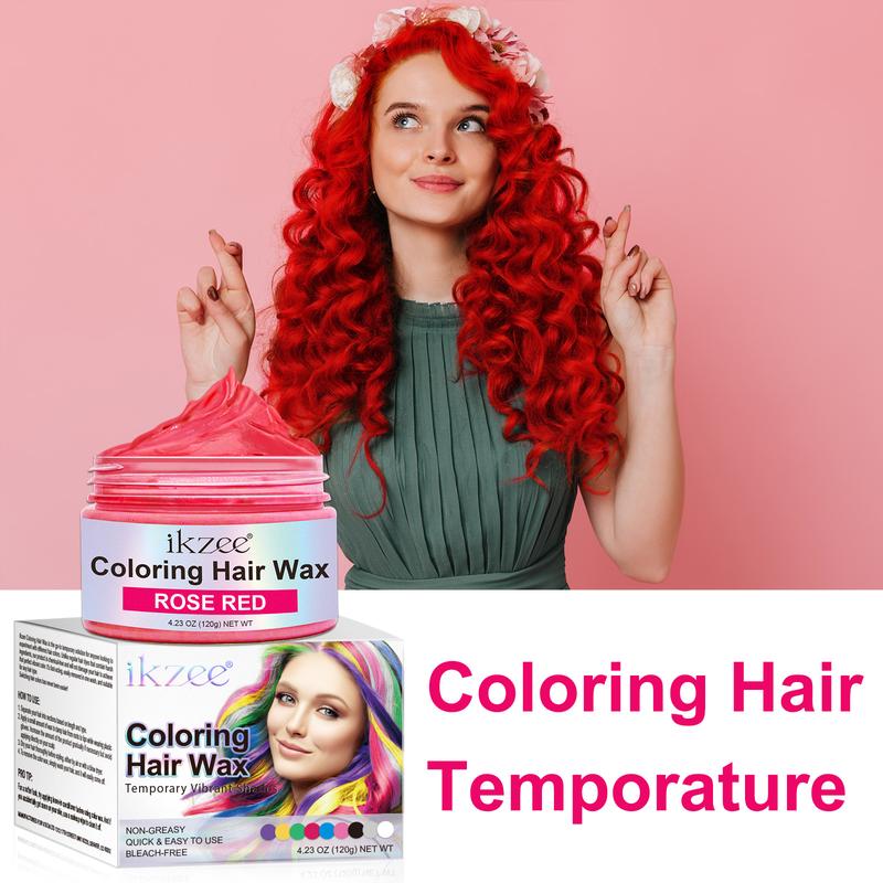 IKZEE Hair Coloring Wax, DIY Temporary Hair Color Dye, Disposable Instant Matte Hairstyle Mud Cream Hair Pomades for 9 Colors to Cosplay Nightclub Masquerade Transformation (120g) Cosmetics Outdoorfun Haircare